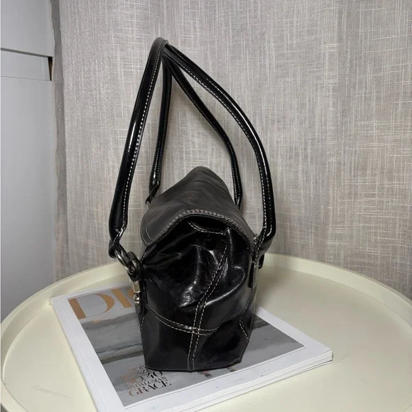 Laura Lansdale Women's Silver Leather Shoulder Bag Vintage - Picture 4 of 7